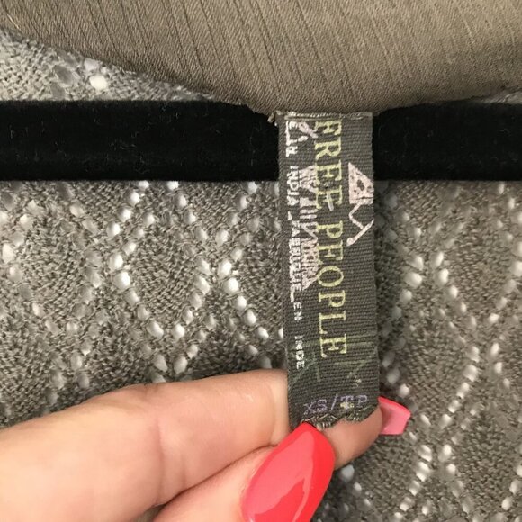 Free People XS Sheer Brown Peasant Boho Mini Shift Dress Embroidered Crochet - Picture 3 of 13